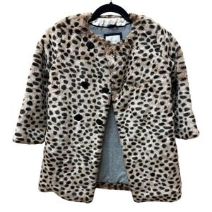 Crewcuts Josephine faux fur leopard print coat. Girls. Sz 8